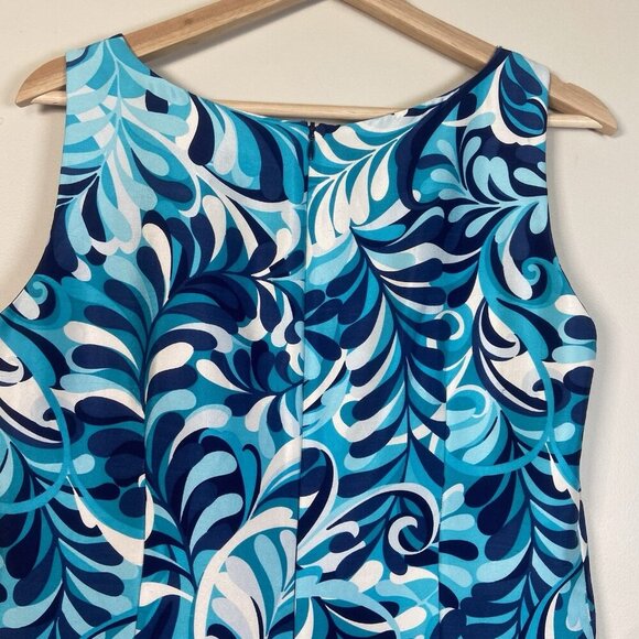 Chaus Silk Teal Navy Tiered Midi Shift Dress Size 8 Office‎ Sheath Retro Resort - Picture 4 of 8